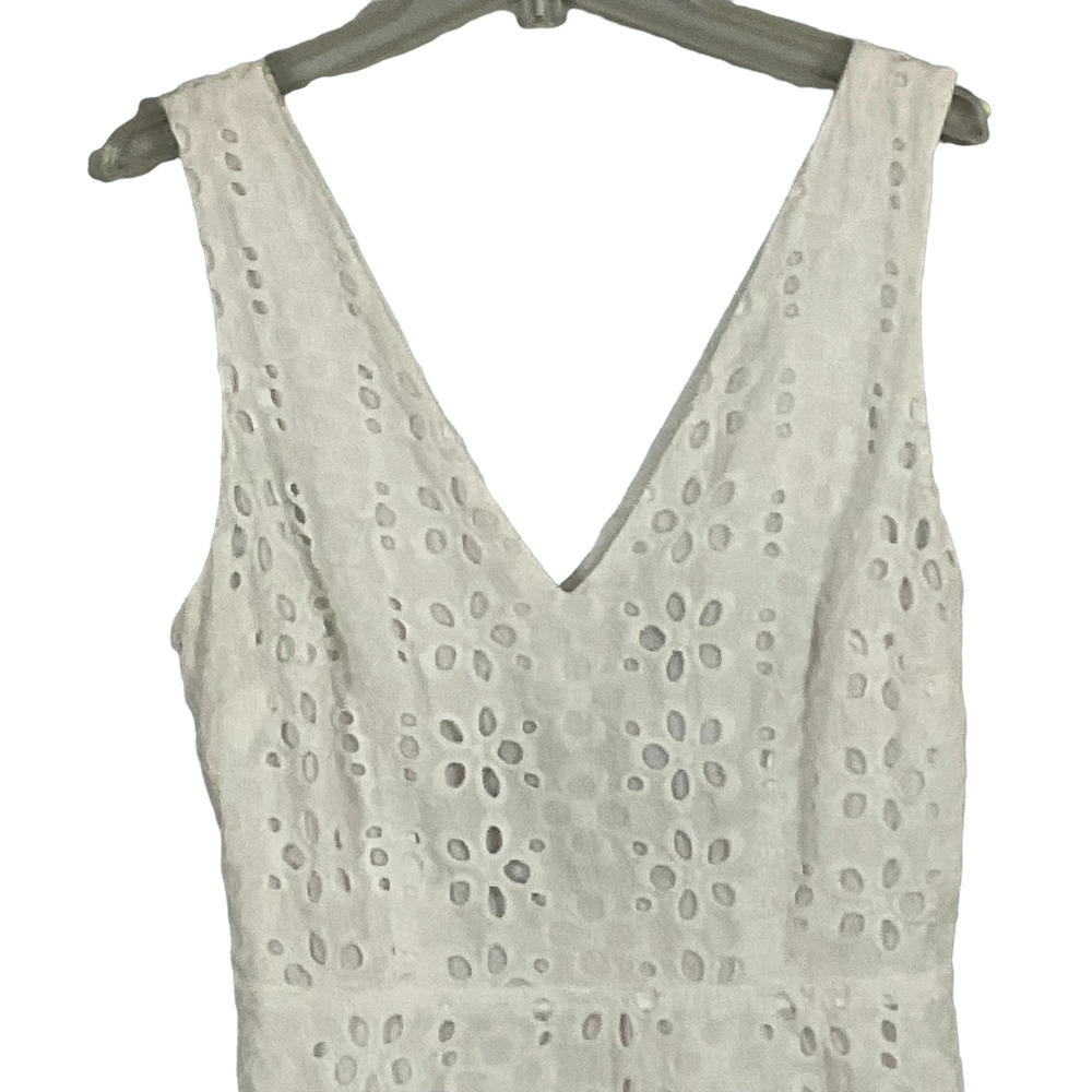 Victoria's Secret White Eyelet Lace Fit Flare Cut Out Fitted Sleeveless Dress 6 - Picture 4 of 13